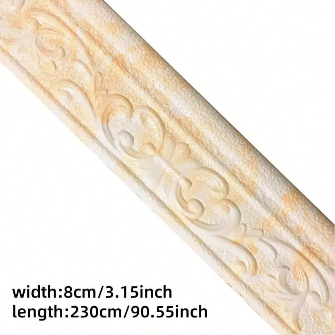 Simples Market 1PC self-adhesive wall trim border, 230x8cm cream 3D floral pattern decorative strip
