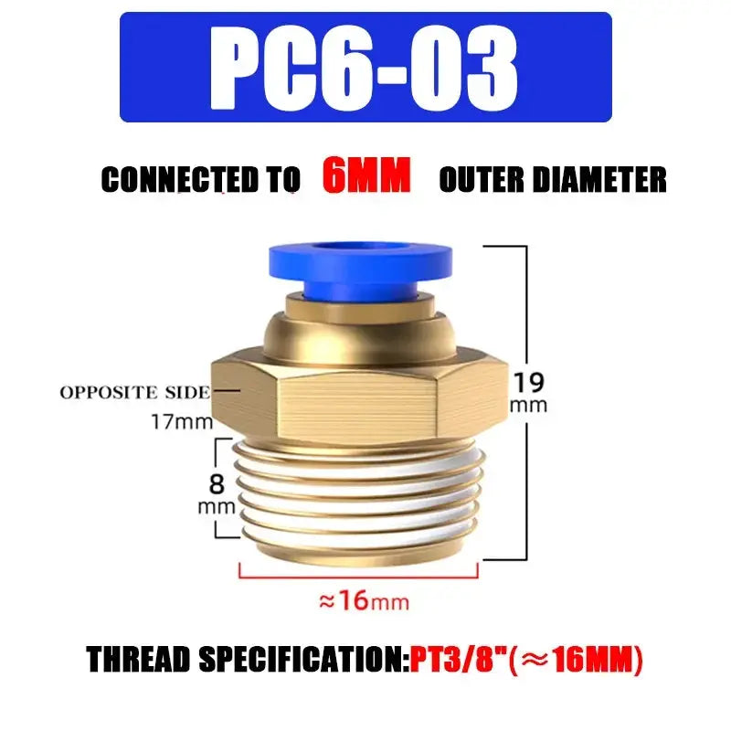 Pneumatic Fitting Air Connector Set PC4 PC6 PC8 PC10 PC12 Quick Connectors For 4 6 8 10 12 Mm Hose Fittings Inch Thread