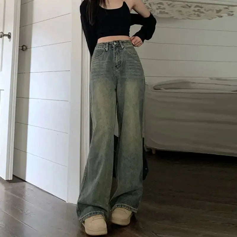 Vintage High Waisted Slimming Jeans Bell Bottoms Casual For Women