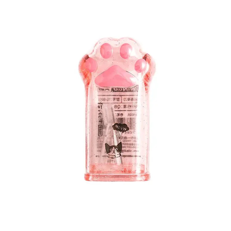 Kawaii cat paw pencil sharpener by Simples Market, translucent pink plastic, Korean stationery