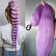 Synthetic Straight Ponytail Extensions 2 Pack With Elastic Hair Tie Colorful Braiding Hair Accessories For Women