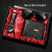 Men's Quartz Watch Sunglasses And Casual Wallet Gift Set Three Piece Versatile Accessory Collection For Men