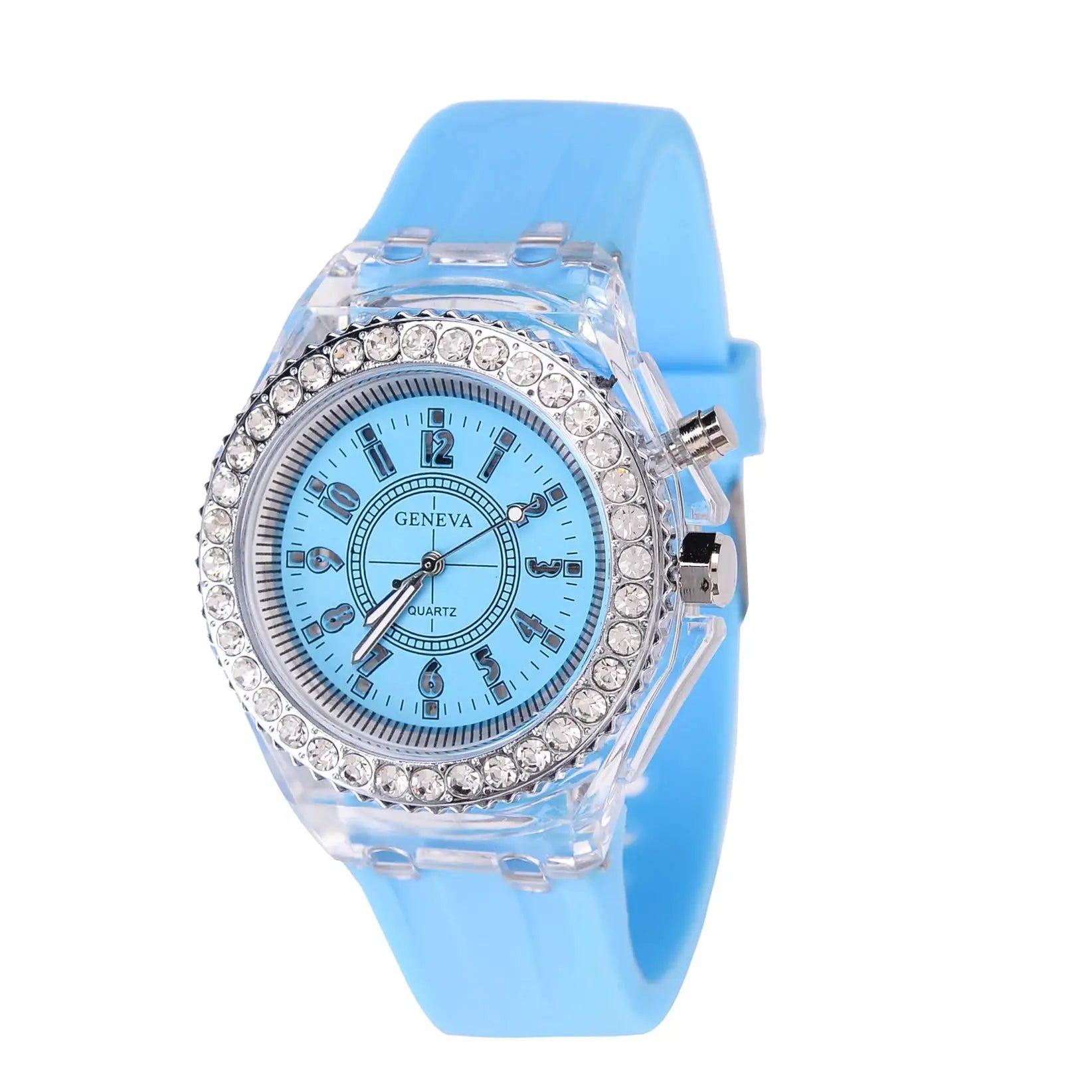 LumiPulse LED Luminous Wristwatch With Rhinestones Silicone Comfort Unisex For Women Men Kids