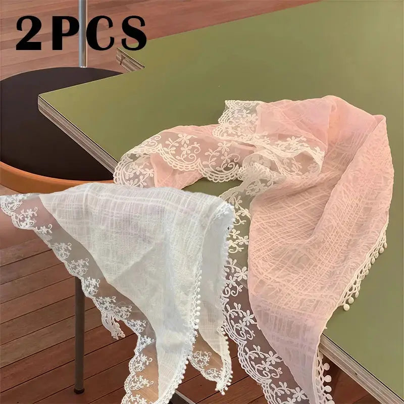 French Chic Alice White Lace Triangle Hair Wrap Silk And Chiffon Elegant Hair Accessory For All Occasions