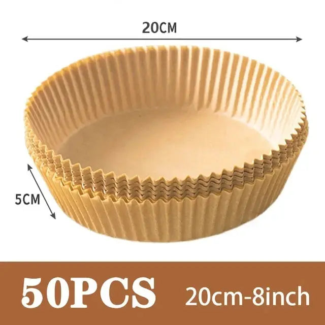50 Pack Air Fryer Disposable Nonstick Round Parchment Paper Liners For Easy Cleanup