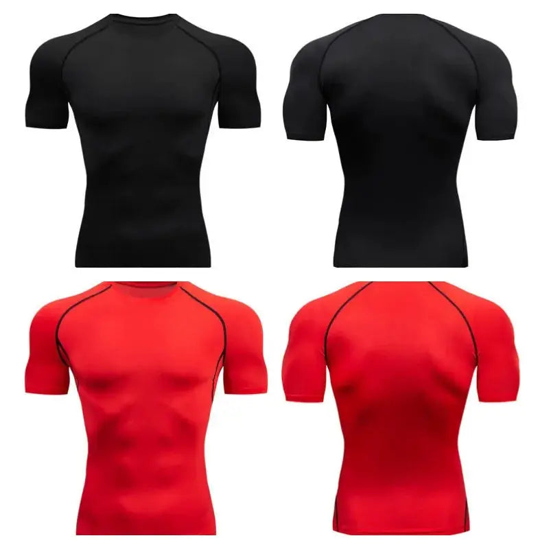 Mens Compression Running T Shirt Quick Dry Short Sleeve Rashguard Gym Sportswear