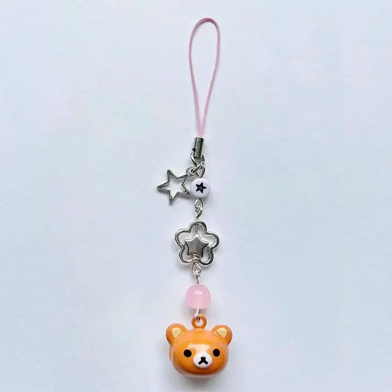 Cute Bear Pendant Phone Chain Charm Y2K Handmade Kawaii Keychain Bag Accessory For Women And Girls