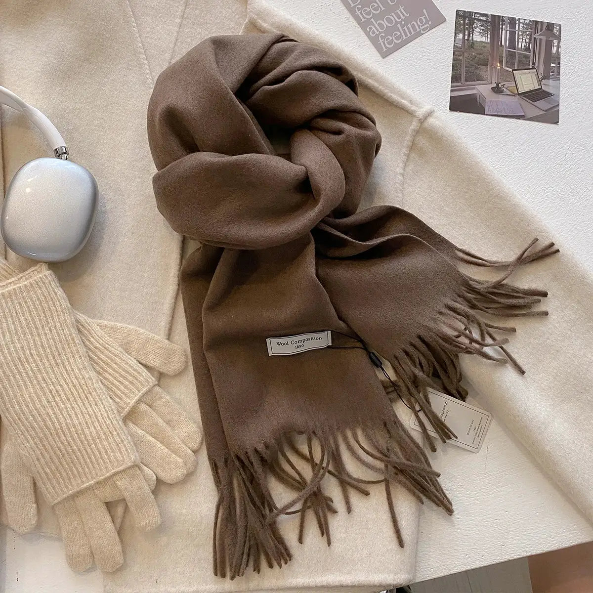 LuxeWeave 26 Color Winter Scarf for Women Long 175 Centimeters Premium Polyester with Tatting Weave Cozy Warmth