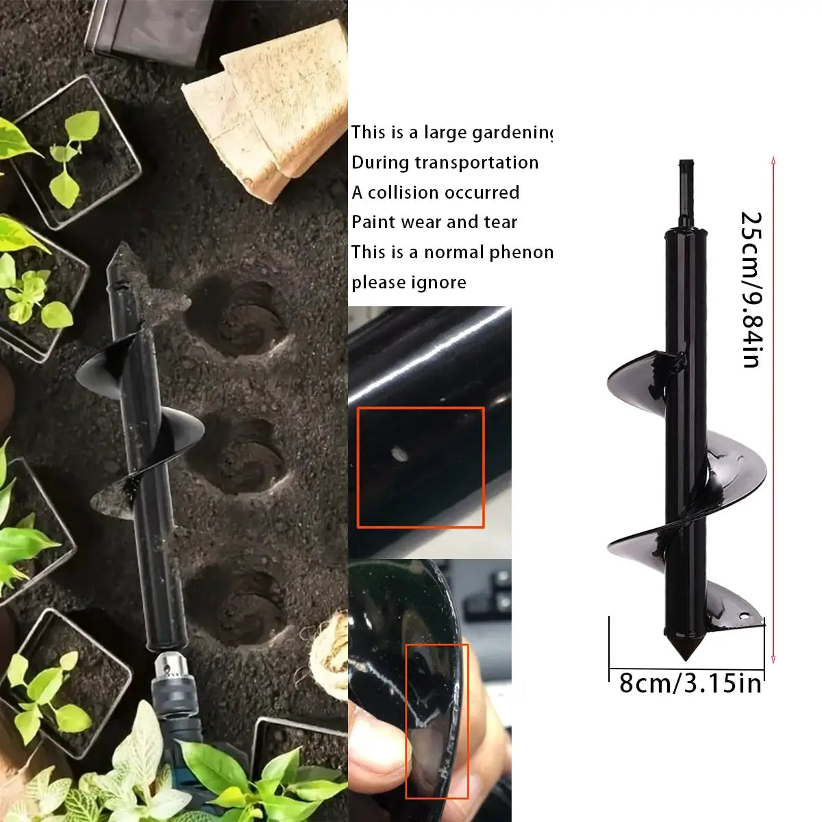Spiral Hole Drill Bit For Gardening Planting Attach To Corded Or Cordless Drill For Easy Soil Loosening And Hole Digging