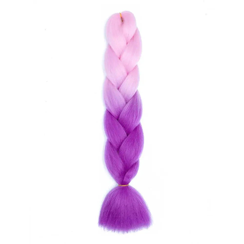 Simples Market 24-inch jumbo braiding hair—afro ombre pink to purple, synthetic crochet braid extension