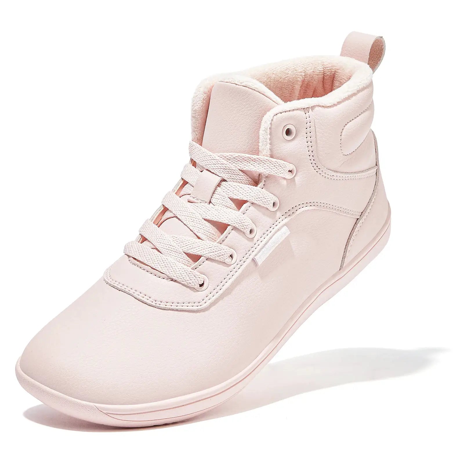 Hobibear Unisex Winter Barefoot Sneakers Wide Toe Box Faux Fur Lined Ankle Sneakers Artificial Leather Lace Up