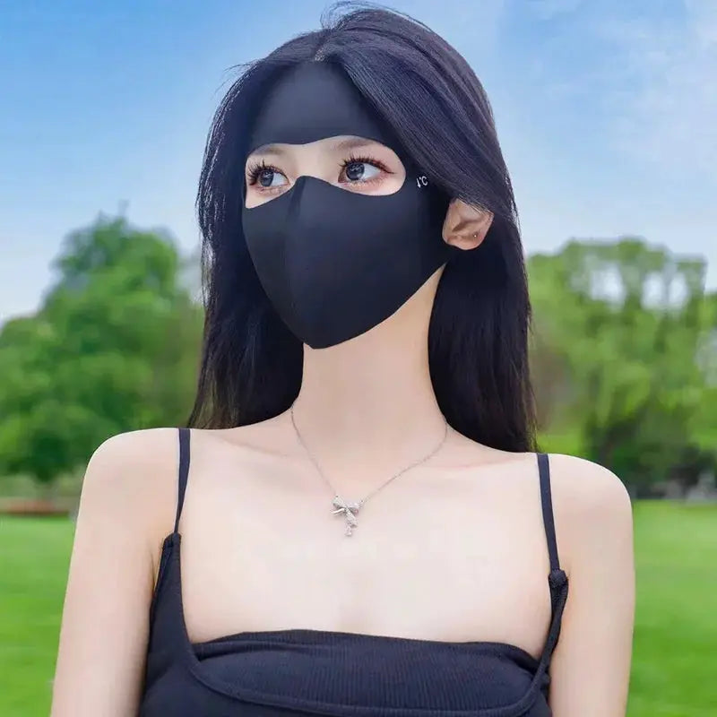 Summer Full Face Mask Sun Protection For Men And Women Unisex Outdoor Travel Ice Sense Breathable Elastic Facekini