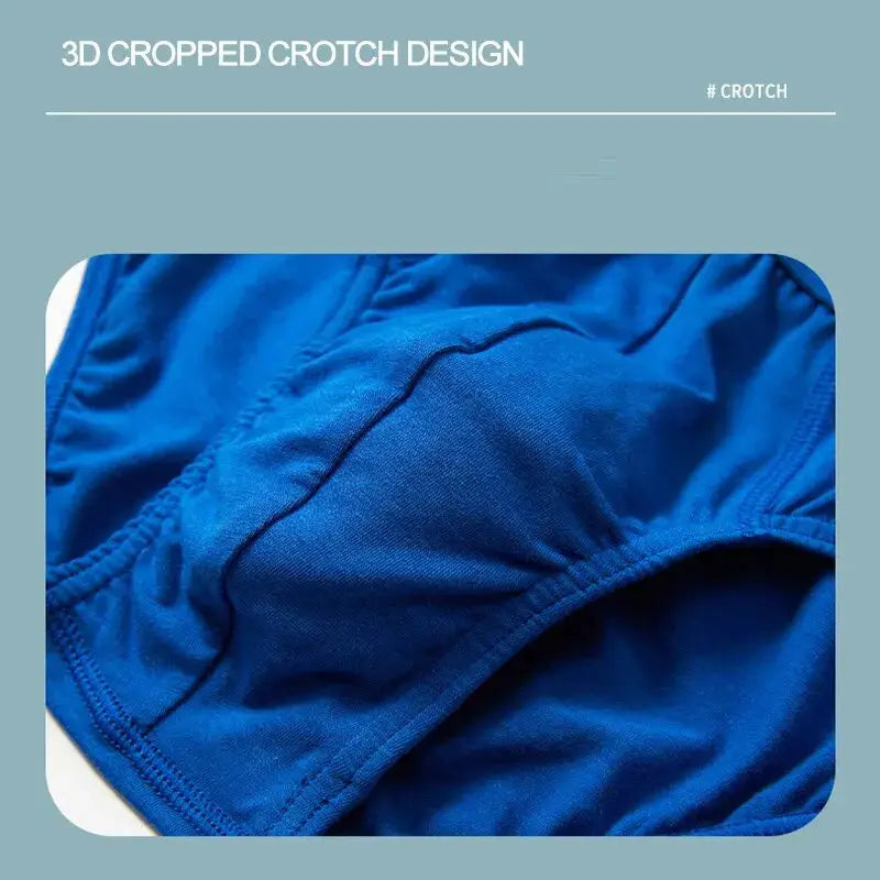 Men's blue cotton briefs, breathable underpants for men in size M-L