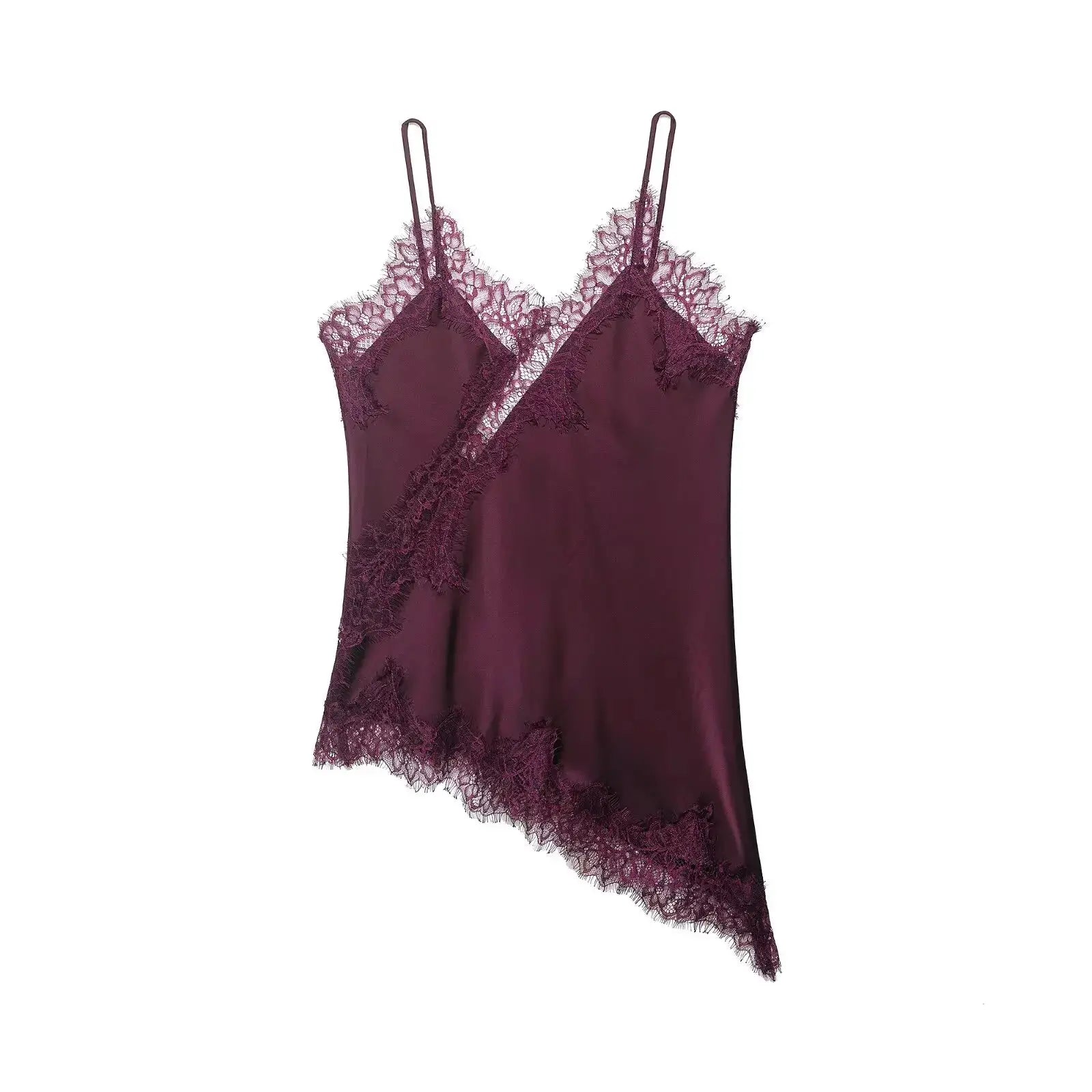 Sexy Women Asymmetrical Lace Slip Tops Backless Sleeveless Off Shoulder Beachwear With Elegant Lace