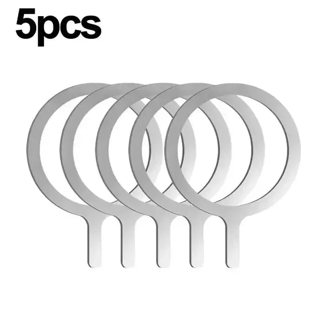 Simples Market 5pcs universal magnet adapter rings for MagSafe iPhone; round silver metal plates