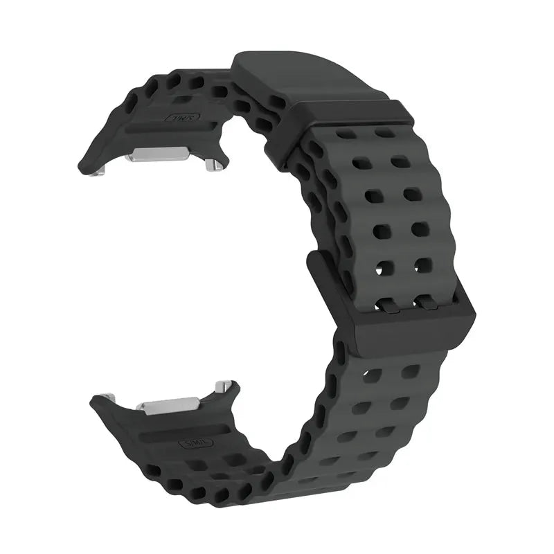 Simples Market Marine Band silicone strap for Samsung Galaxy Watch Ultra 47mm, black perforated sport band