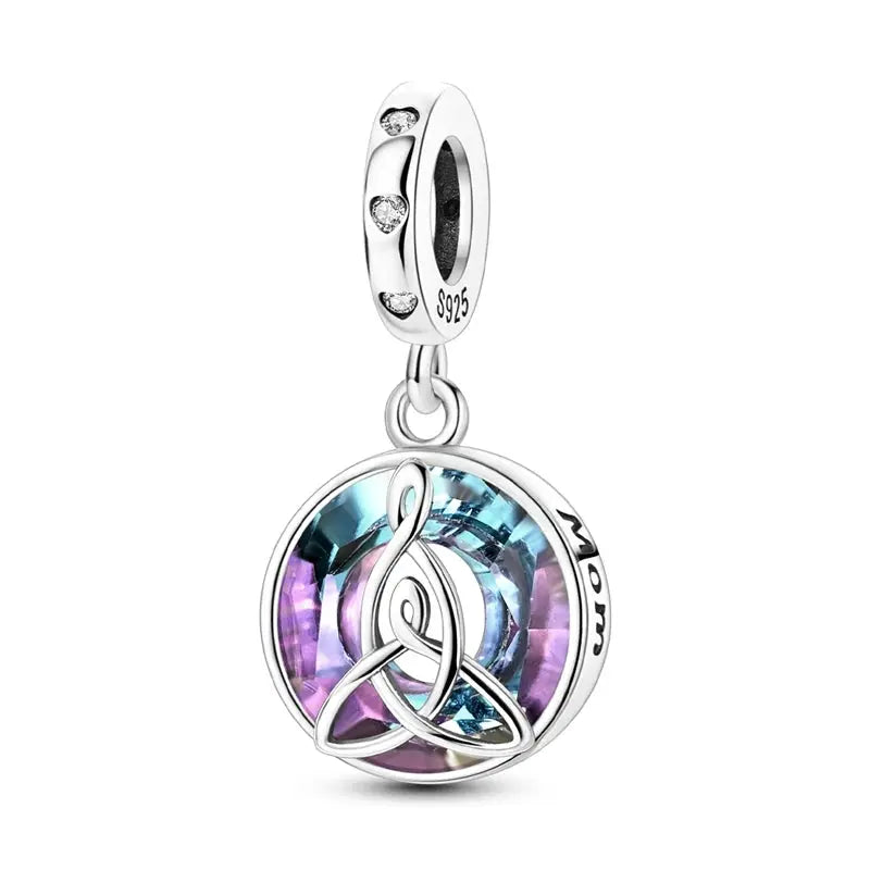 Mother's Day 925 Sterling Silver Heart Charms Beads Dangle For Bracelets Love Mom Jewelry Gift