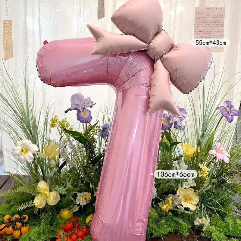 40 Inch Pink Digital Bowknot Aluminum Foil Balloons For Girls Wedding Birthday Party Decor Photo Props