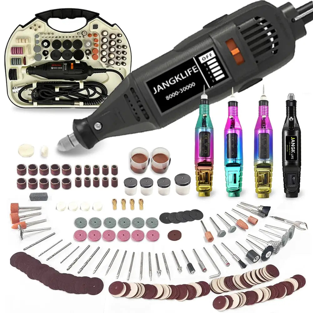 JANGKLIFE 110 220V High Power Multi Function Electric Grinder Polishing Drilling Cutting Engraving 211 Accessory Set