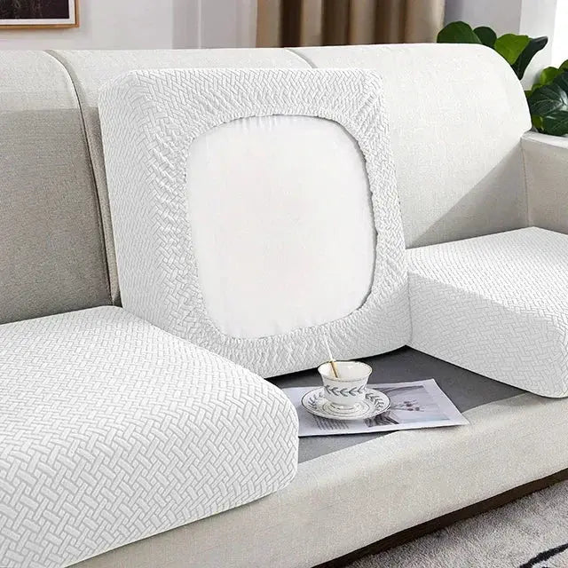 Thick jacquard sofa seat cushion covers, white removable anti-dust slipcovers for sofas
