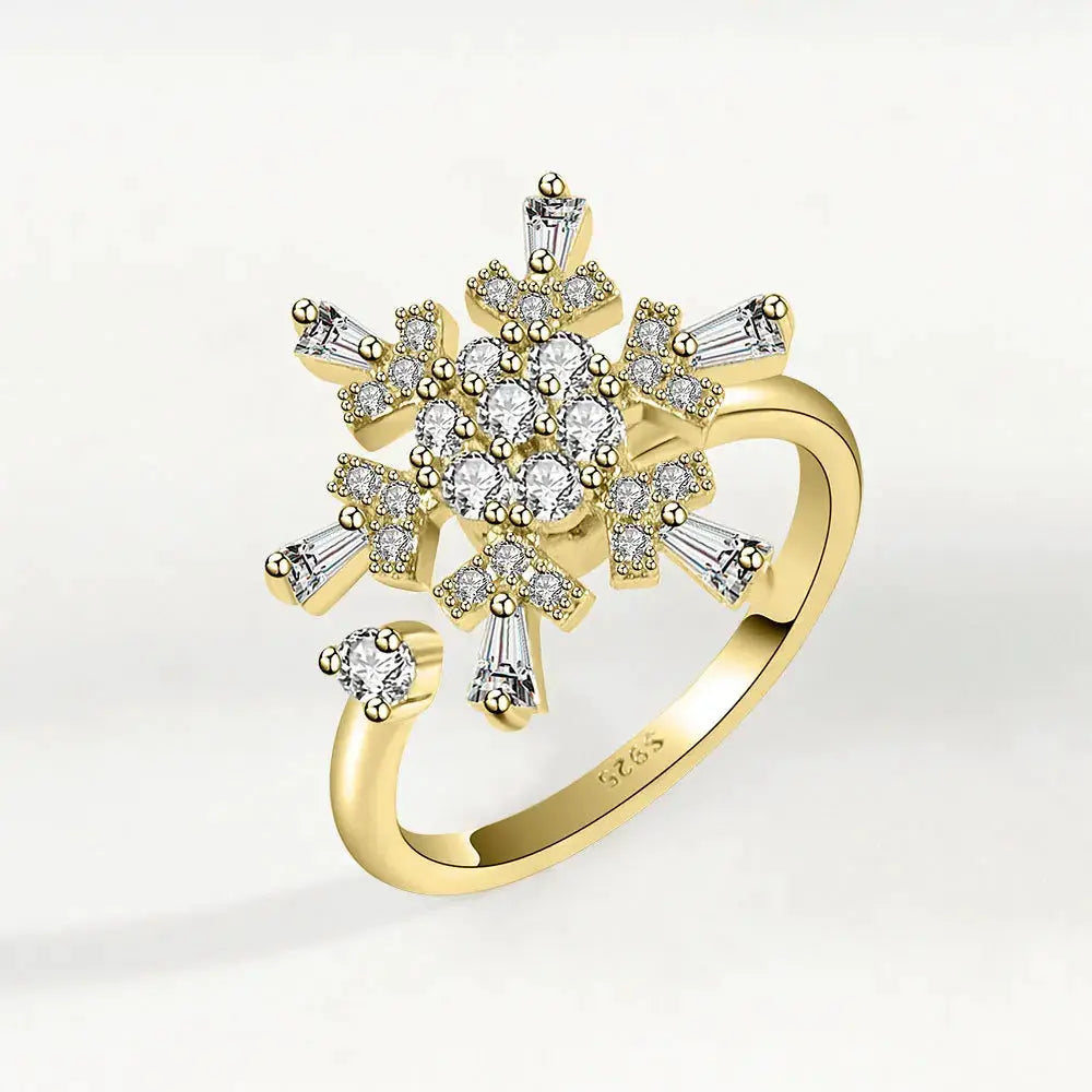 SMJEL Fidget Spinner Ring for Women Crystal Flower Eye Butterfly Animal Motifs Stress Relief Wedding Jewelry