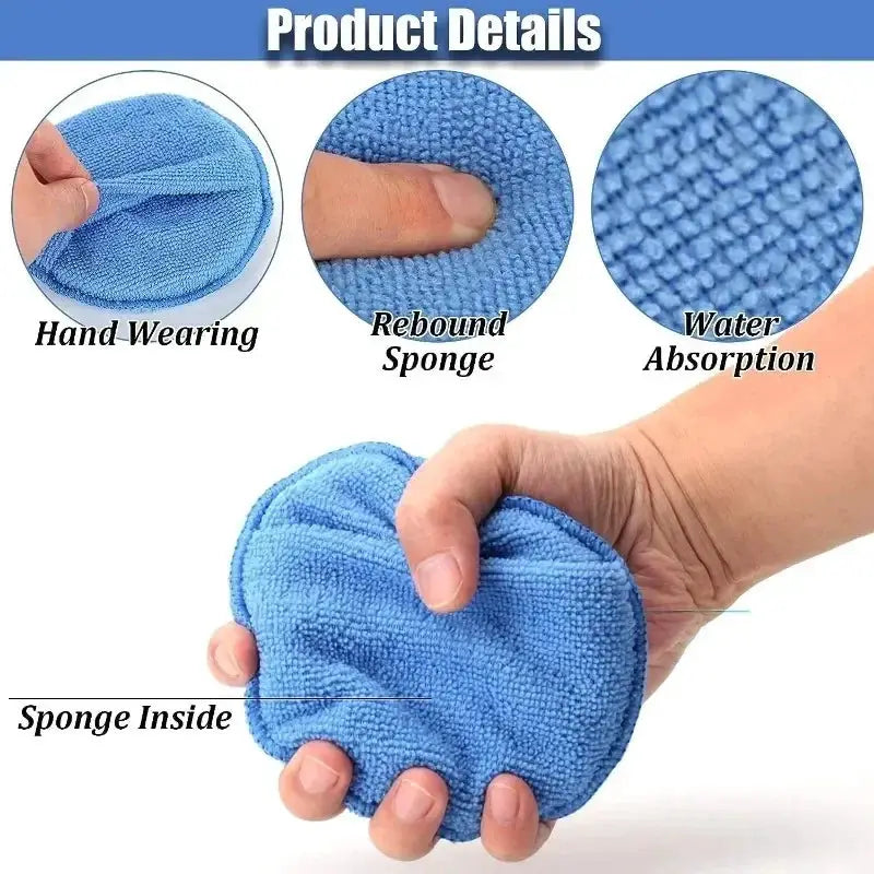 Car detailing applicator pads, round blue microfiber sponges for waxing and polishing, Simples Market 10Pcs