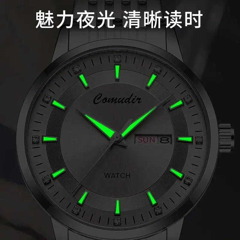 NovaLux Hollow Dial Automatic Mens Waterproof Watch Glow In The Dark Dual Calendar Timepiece