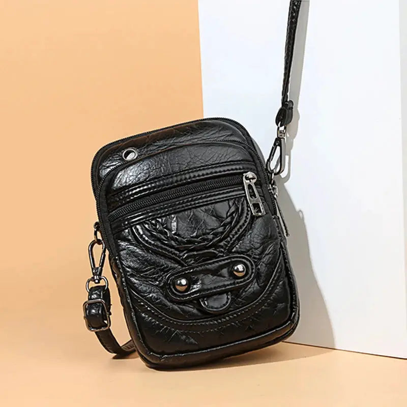 Women messenger bag Simples Market black PU leather with adjustable strap