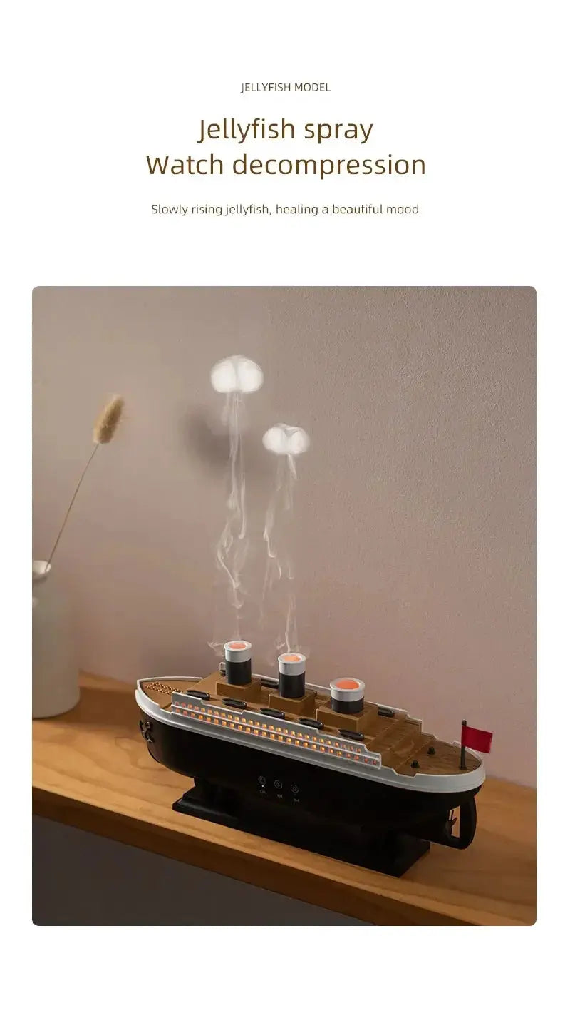 Retro Ship Air Humidifier Ultrasonic Aromatherapy Diffusers Mist Maker Fragrance Essential Oil Aroma Difusor Remote control