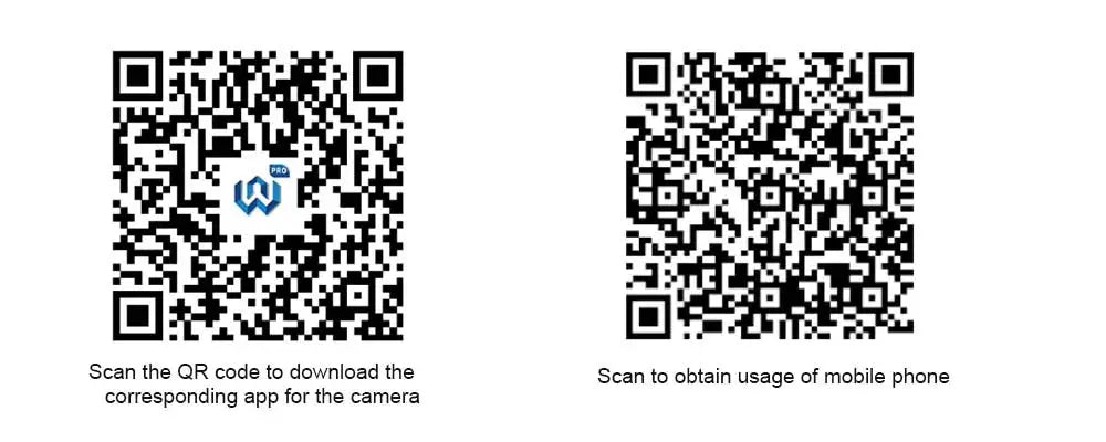 Security camera QR codes for Simples Market app download and mobile usage (2 codes)