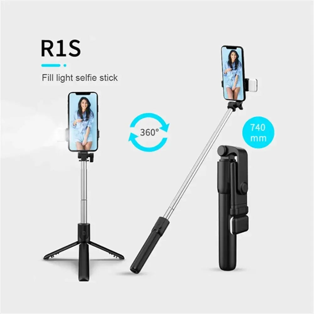 NovaFlex Portable Bluetooth Selfie Stick Tripod With Remote Shutter And Fill Light Extends To 29 Inches