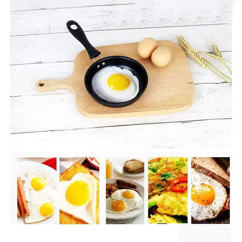 CastCraft Mini Cast Iron Egg Skillet With Nonstick Coating For Easy Release And Cleaning 12 cm Diameter Pan