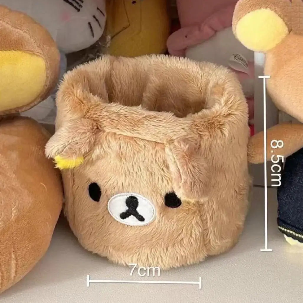KawaiiDesk Plush Pencil Holder And Cosmetics Container Multifunctional Desk Organizer For Kids And Office
