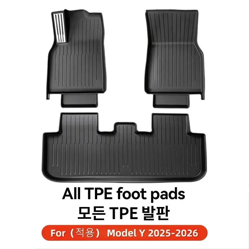 Simples Market 3-piece all-TPE car floor mat set for Tesla Model Y 2025-2026 with metal pedals
