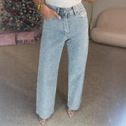 Straight Jeans For Women High Waist Stretch Vintage Denim Pants