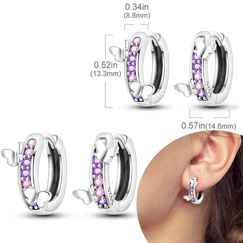 925 Sterling Silver Hoop Earrings Hypoallergenic Zirconia Hoops For Women Girls High Quality Fashion Jewelry