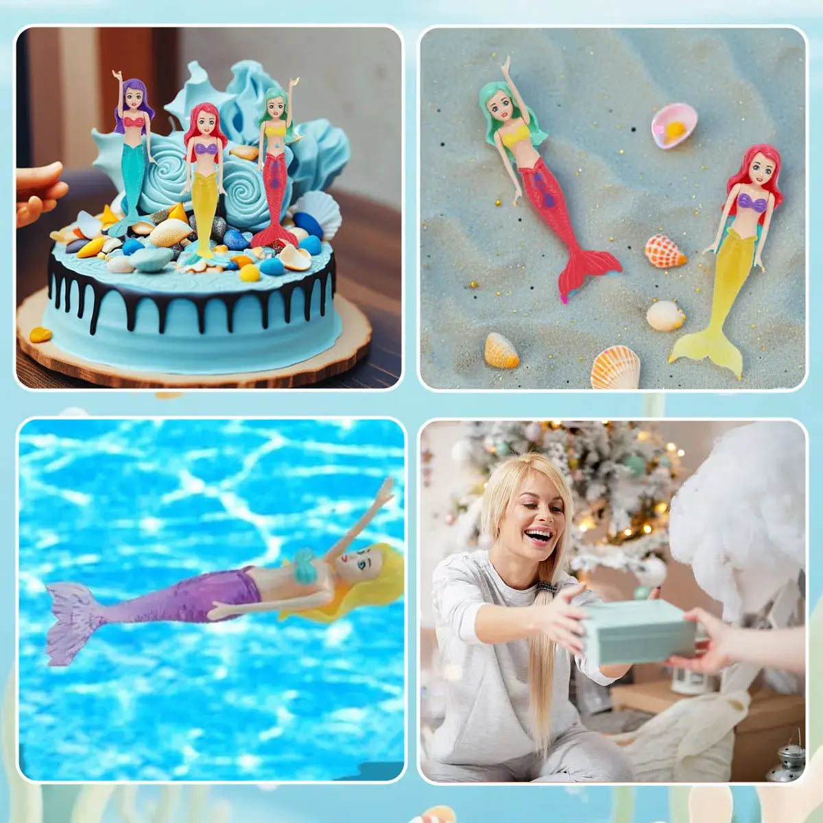 Mermaid Water Play Toys Variety Pack for Pool Beach and Bath Time Kids Gift 3 or 4 Piece Bag