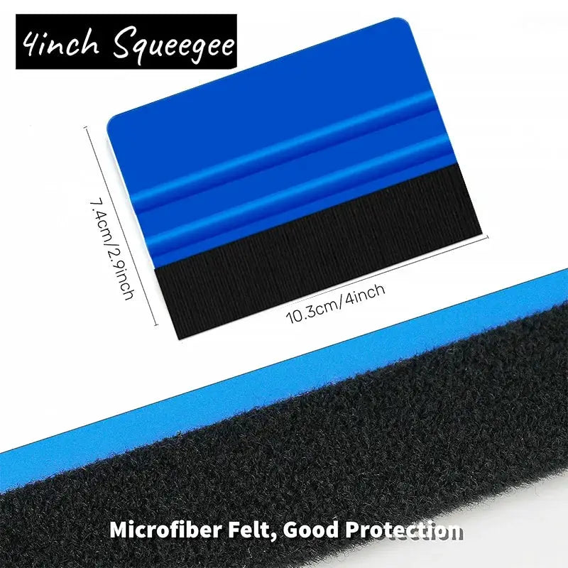 Simples Market 4-inch blue felt-edge squeegee with black microfiber edge for window tinting