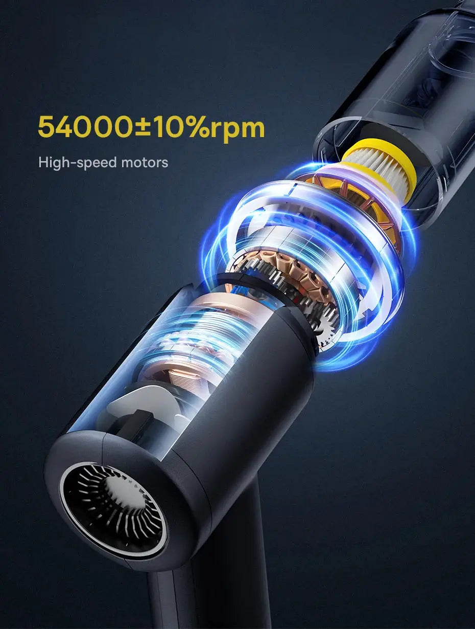 Baseus car vacuum cleaner cordless handheld with transparent dust chamber and high-speed motor
