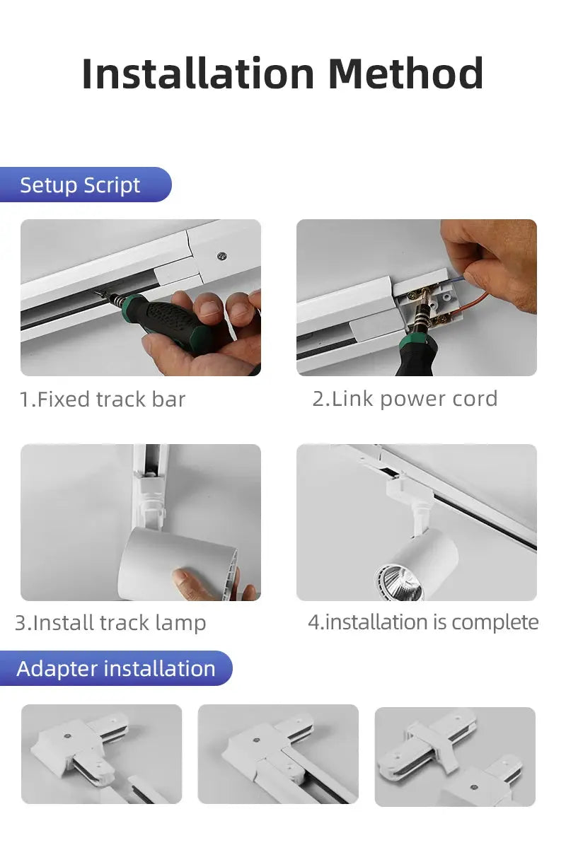 Simples Market 220V spot LED track lighting full set with white track and adapters