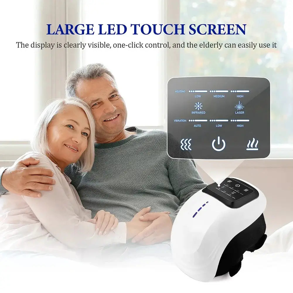 foreverlily Smart Knee Massager by Simples Market; white air-pressure knee massager with vibration and touchscreen.