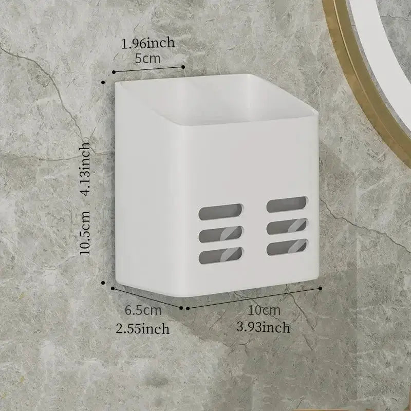 Bathroom shelf makeup storage organizer by Simples Market, white plastic wall-mount no-drill toiletries rack