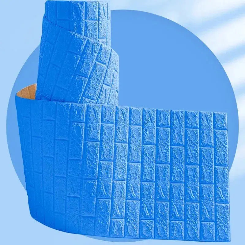 3D self-adhesive blue brick wallpaper by Simples Market, waterproof for living room, bedroom and children's room