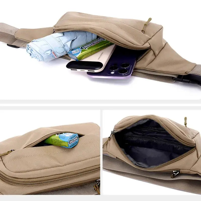 Unisex Men Waist Bag Pack Purse Casual Large Phone Belt Bag Pouch Women's Canvas Travel Phone Bag Fanny Banana Bag Hip 3 Pockets - Simples Market