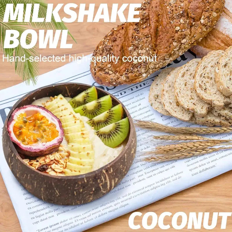Natural Coconut Bowl Set With Coconut Spoons And Wooden Bowls Eco Friendly Kitchen Tableware For Salads Smoothies Ramen