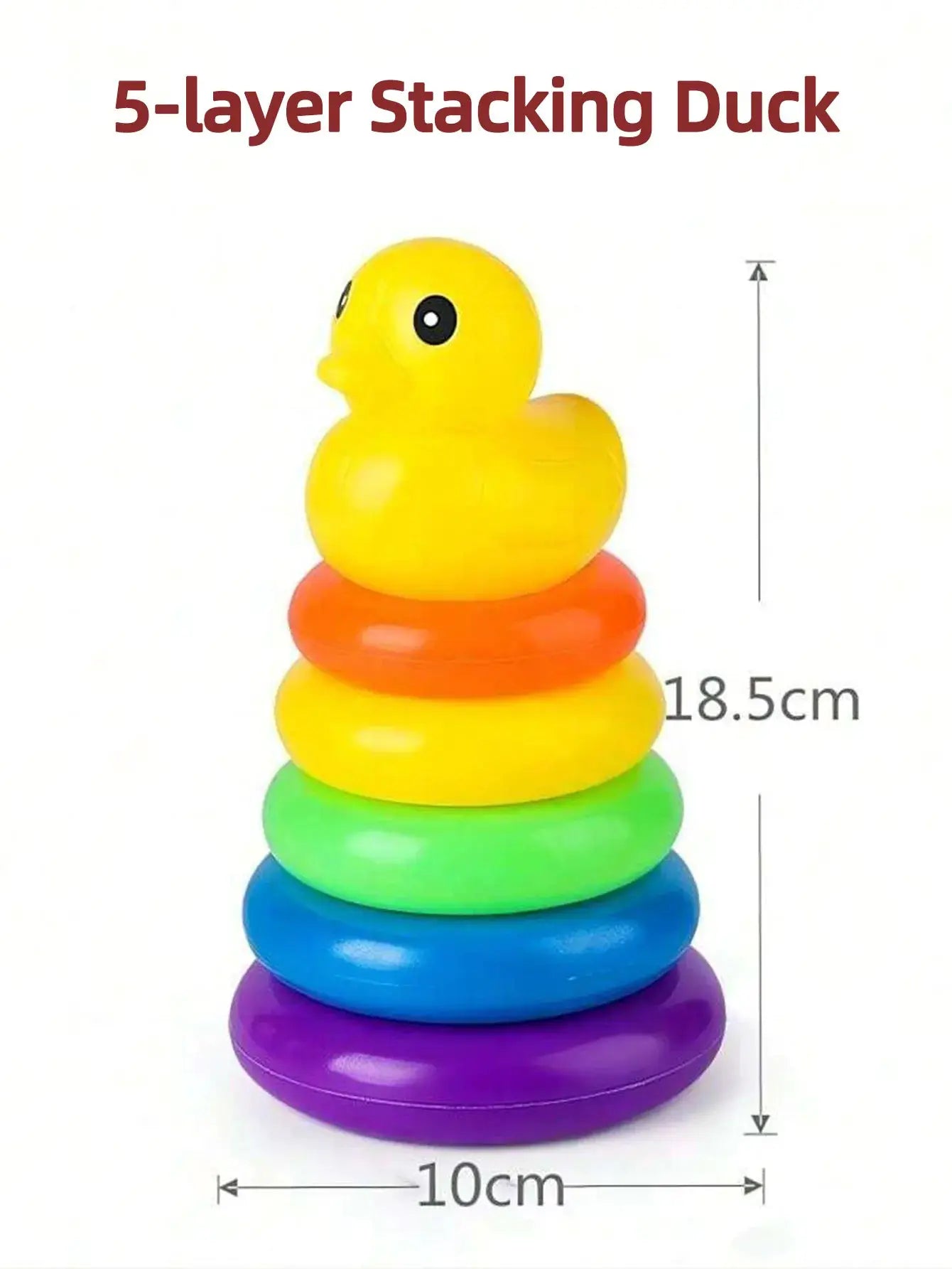 Yellow Duck Rainbow Tower Stacked Circle Toy Ring Toss Interactive Game For Early Learning And Birthday Gifts