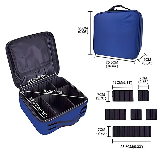 GlamGuard Professional Travel Makeup Case Waterproof Oxford Fabric Organizer For Brushes And Cosmetics