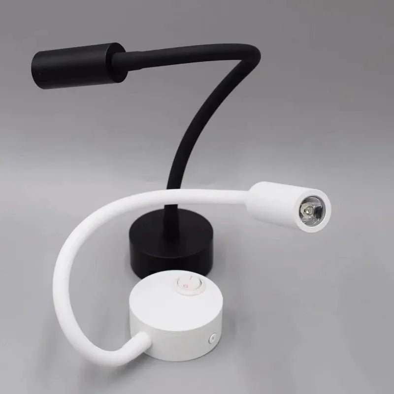 Simples Market LED flexible hose wall lamp with gooseneck, white finish and switch
