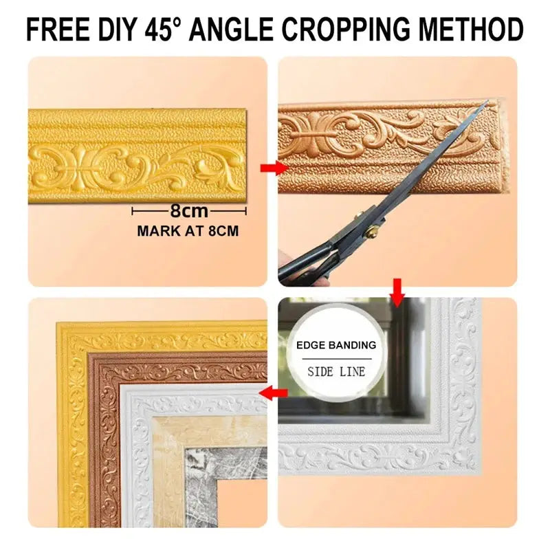 HomeGuard 3D Self Adhesive Waterproof Wall Trim Skirting Border Baseboard 10m Roll Easy Install