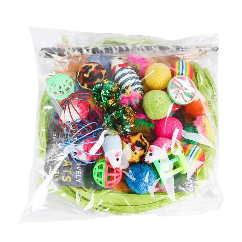 Kitten Toys Variety Pack Cat Toys Set With Funny Cat Stick Sisal Mouse Bell Balls For Cats And Kitten Entertainment
